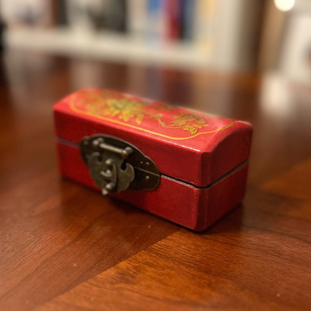 Small Gold & Red Chinese Wood Box